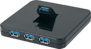 4-vratni razdelilnik USB 3.0 Conrad, črn, z napajalnikom