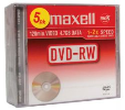 Maxell mediji DVD-RW 4,7GB 2X 5kos, 10mm škatlice