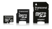 Micro Secure Digital (microSDHC) kartica Transcend 4 GB (Class 6) +adapter (TS4GUSDHC6-2)